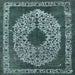 Square Machine Washable Industrial Modern Cadet Blue Green Rug, wshurb693