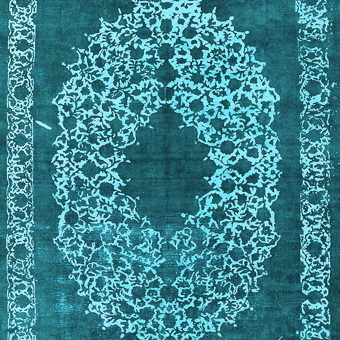 Machine Washable Oriental Light Blue Industrial Rug, wshurb693lblu