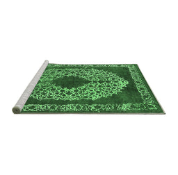 Sideview of Machine Washable Oriental Emerald Green Industrial Area Rugs, wshurb693emgrn