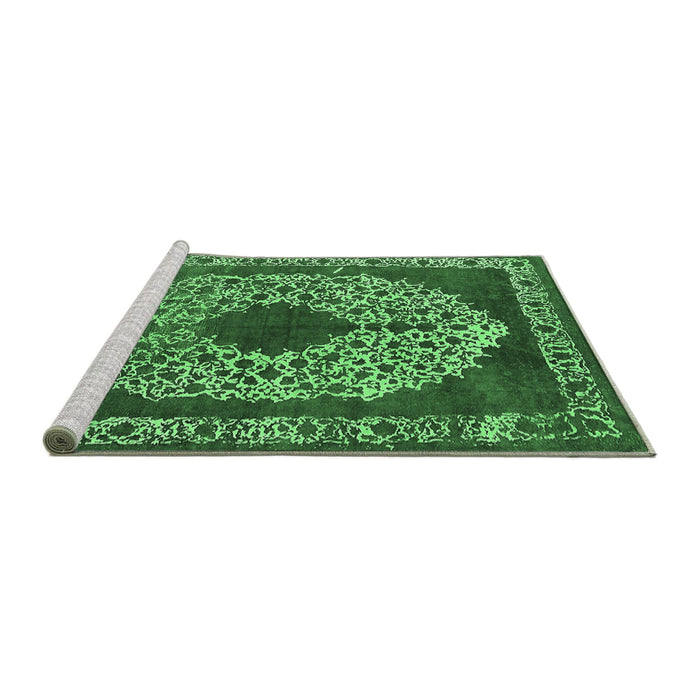 Sideview of Machine Washable Oriental Emerald Green Industrial Area Rugs, wshurb693emgrn