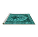 Sideview of Machine Washable Oriental Turquoise Industrial Area Rugs, wshurb693turq