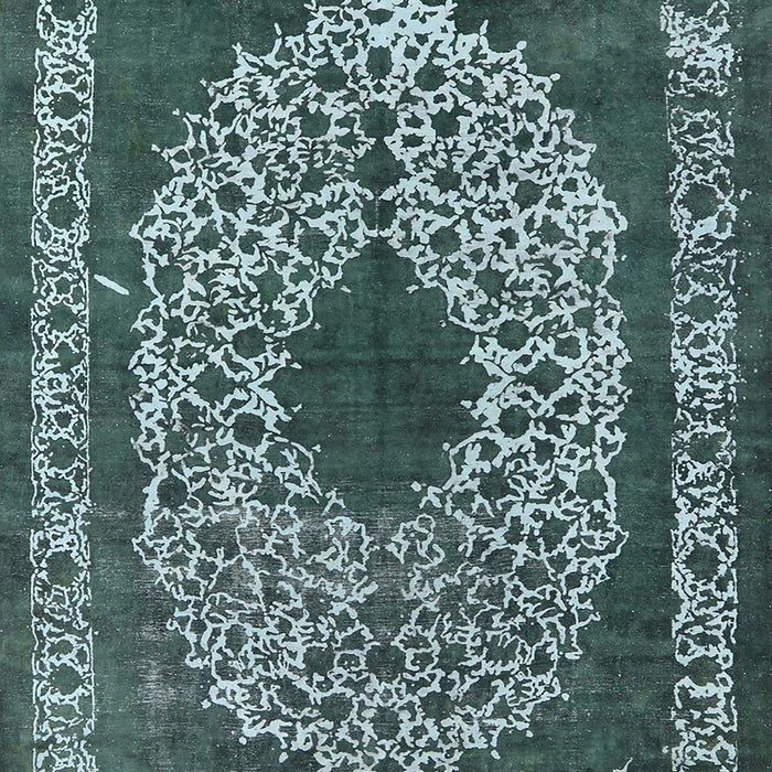 Mid-Century Modern Cadet Blue Green Oriental Rug, urb693