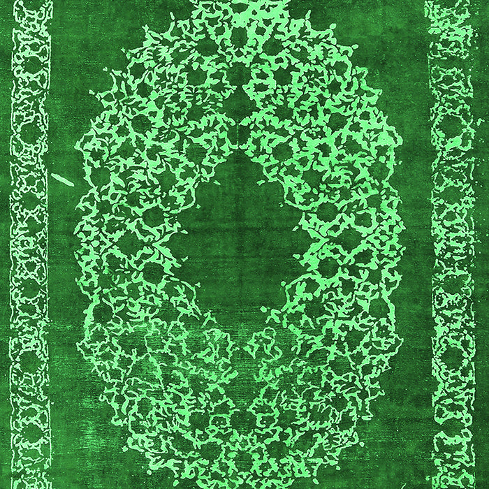 Machine Washable Oriental Green Industrial Area Rugs, wshurb693grn