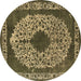 Round Oriental Brown Industrial Rug, urb693brn