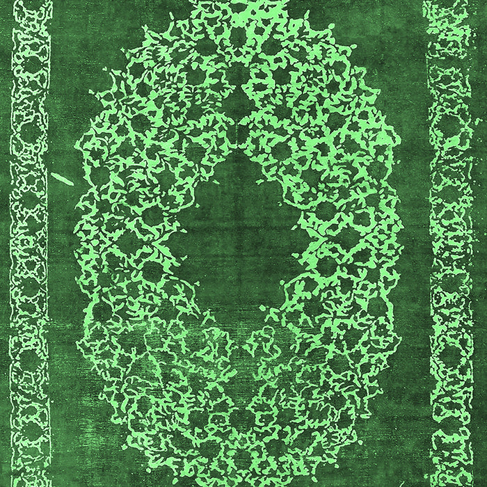 Machine Washable Oriental Emerald Green Industrial Area Rugs, wshurb693emgrn