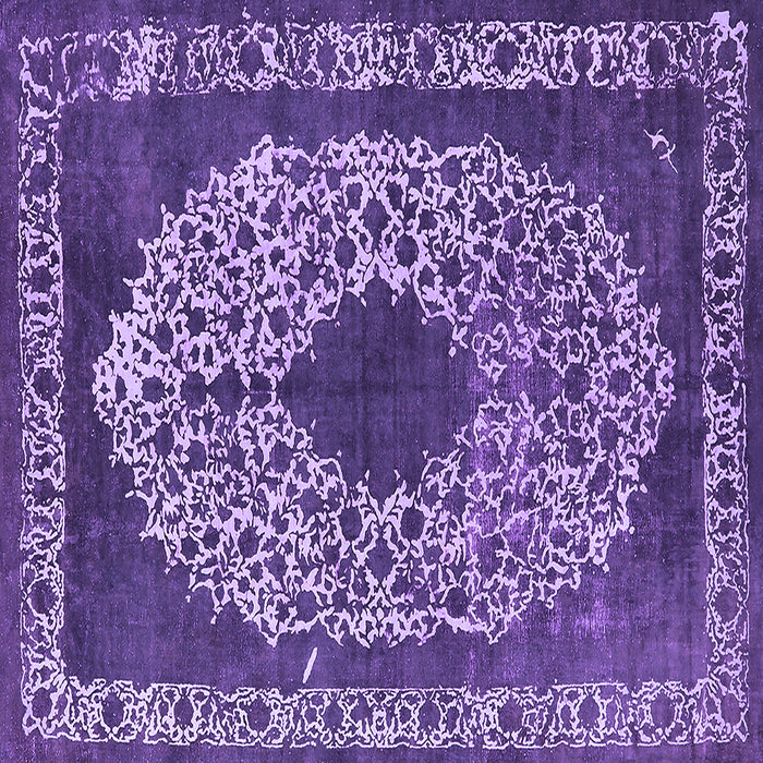 Square Machine Washable Oriental Purple Industrial Area Rugs, wshurb693pur
