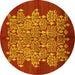 Round Oriental Yellow Industrial Rug, urb694yw