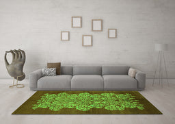 Machine Washable Oriental Green Industrial Area Rugs in a Living Room,, wshurb694grn