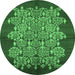 Round Oriental Emerald Green Industrial Rug, urb694emgrn