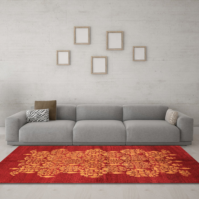 Machine Washable Oriental Orange Industrial Area Rugs in a Living Room, wshurb694org