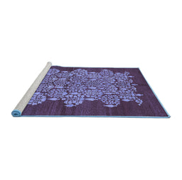 Sideview of Machine Washable Oriental Blue Industrial Rug, wshurb694blu