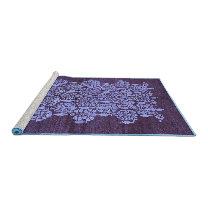 Sideview of Machine Washable Oriental Blue Industrial Rug, wshurb694blu