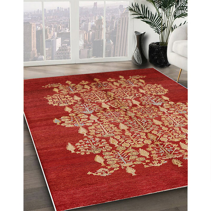 Machine Washable Industrial Modern Red Rug in a Family Room, wshurb694