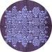 Round Machine Washable Oriental Blue Industrial Rug, wshurb694blu