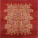 Square Mid-Century Modern Red Oriental Rug, urb694