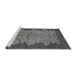 Sideview of Machine Washable Oriental Gray Industrial Rug, wshurb694gry