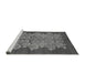 Sideview of Machine Washable Oriental Gray Industrial Rug, wshurb694gry