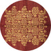 Round Machine Washable Oriental Brown Industrial Rug, wshurb694brn