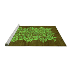 Sideview of Machine Washable Oriental Green Industrial Area Rugs, wshurb694grn