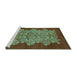 Sideview of Machine Washable Oriental Turquoise Industrial Area Rugs, wshurb694turq