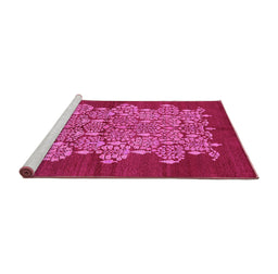 Sideview of Machine Washable Oriental Pink Industrial Rug, wshurb694pnk