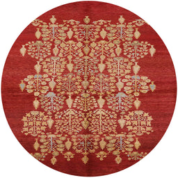 Round Mid-Century Modern Red Oriental Rug, urb694