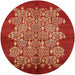 Round Mid-Century Modern Red Oriental Rug, urb694