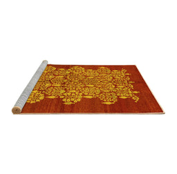 Sideview of Machine Washable Oriental Yellow Industrial Rug, wshurb694yw