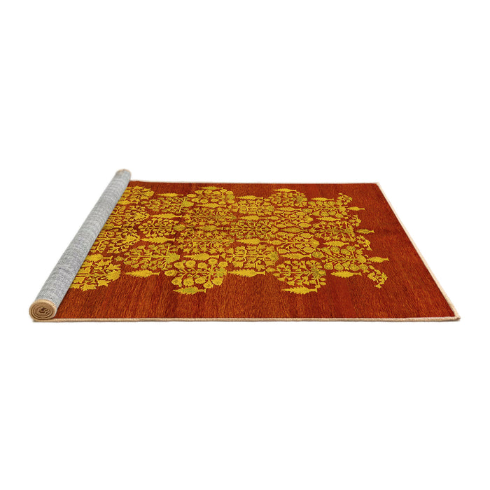 Sideview of Machine Washable Oriental Yellow Industrial Rug, wshurb694yw
