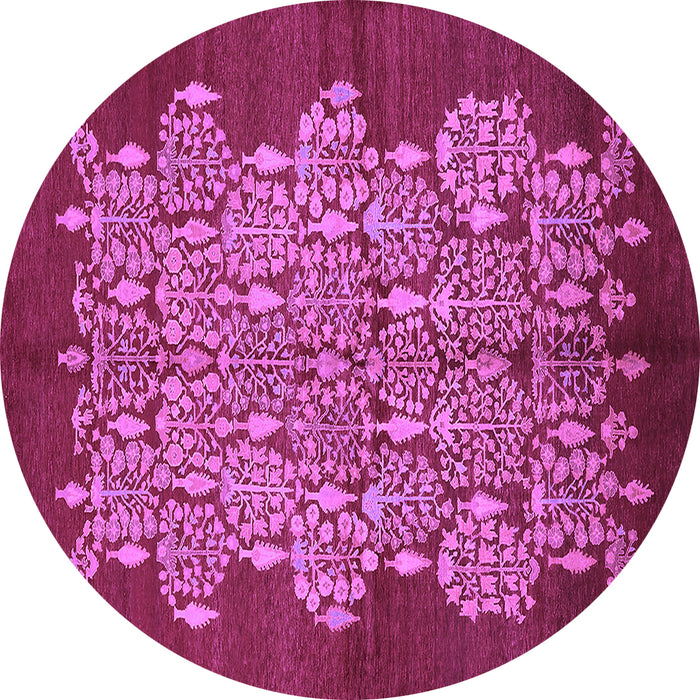 Round Machine Washable Oriental Purple Industrial Area Rugs, wshurb694pur