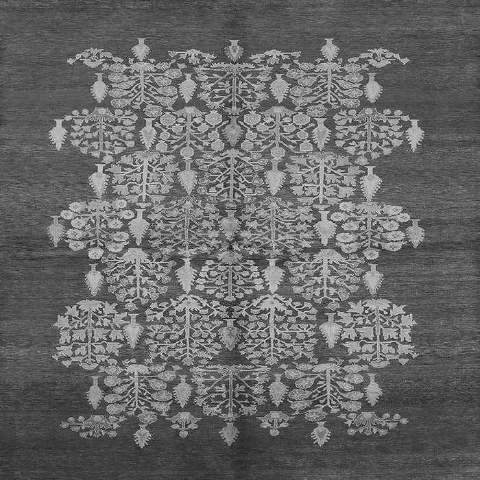 Square Machine Washable Oriental Gray Industrial Rug, wshurb694gry