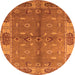 Round Machine Washable Oriental Orange Traditional Area Rugs, wshurb695org