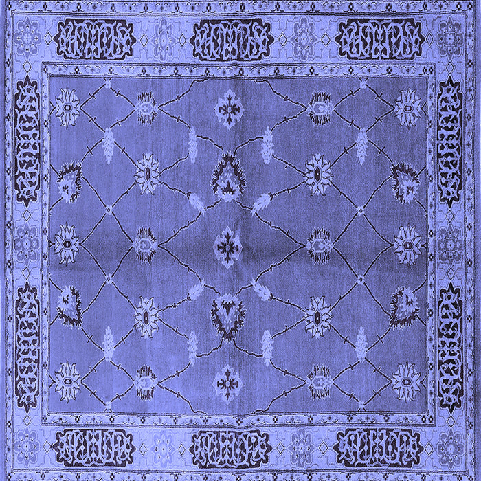 Square Machine Washable Oriental Blue Traditional Rug, wshurb695blu