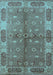 Machine Washable Oriental Light Blue Traditional Rug, wshurb695lblu