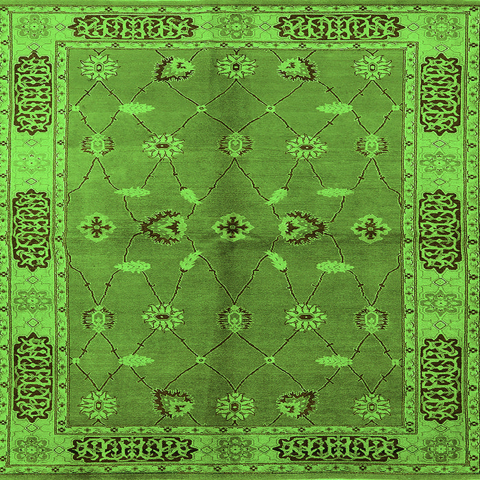 Square Oriental Green Traditional Rug, urb695grn
