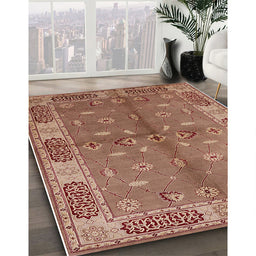 Mid-Century Modern Chestnut Red Oriental Rug in Family Room, urb695