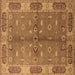 Square Machine Washable Oriental Brown Traditional Rug, wshurb695brn