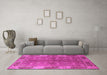 Machine Washable Oriental Pink Traditional Rug in a Living Room, wshurb695pnk