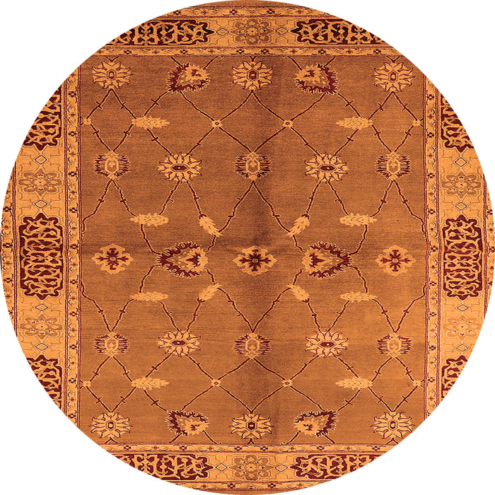 Round Oriental Orange Traditional Rug, urb695org