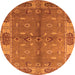 Round Oriental Orange Traditional Rug, urb695org
