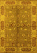 Machine Washable Oriental Yellow Traditional Rug, wshurb695yw