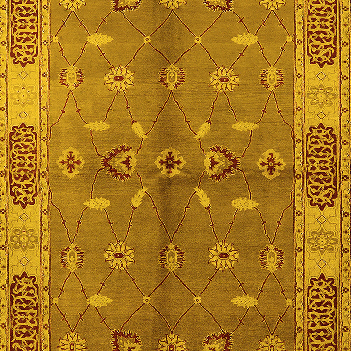 Machine Washable Oriental Yellow Traditional Rug, wshurb695yw