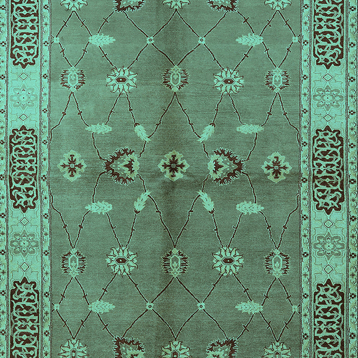 Machine Washable Oriental Turquoise Traditional Area Rugs, wshurb695turq