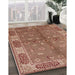 Mid-Century Modern Chestnut Red Oriental Rug in Family Room, urb695