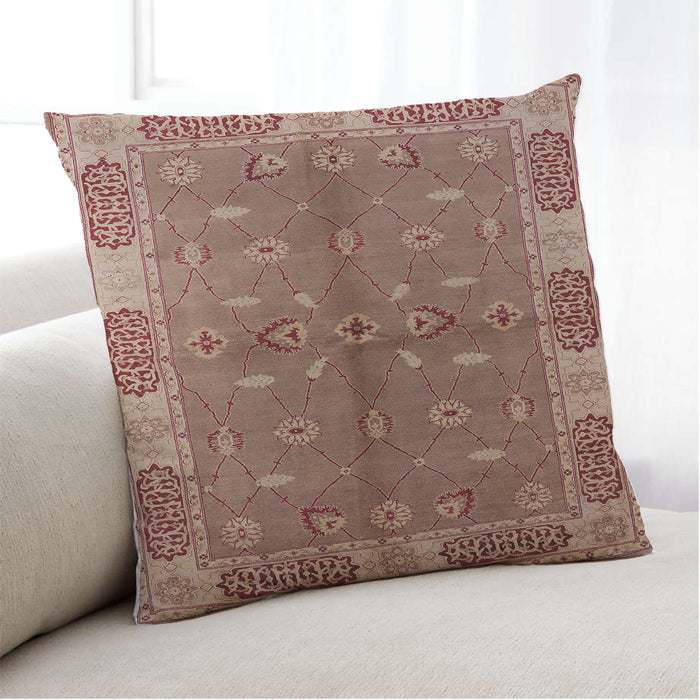 Lifestyle Image of Mid-Century Modern Urban Square Chestnut Red Throw Pillow, 18 inch by 18 inch, pwurb695