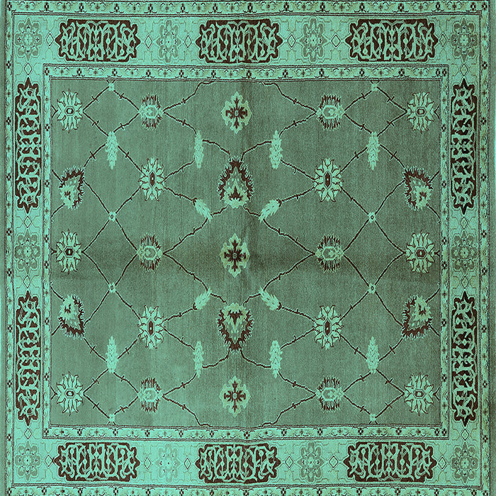 Square Oriental Turquoise Traditional Rug, urb695turq