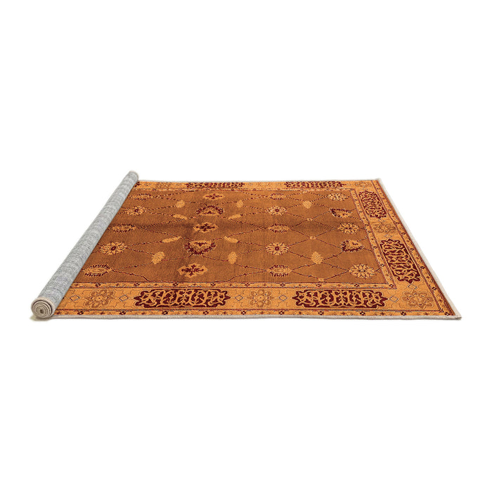 Sideview of Machine Washable Oriental Orange Traditional Area Rugs, wshurb695org