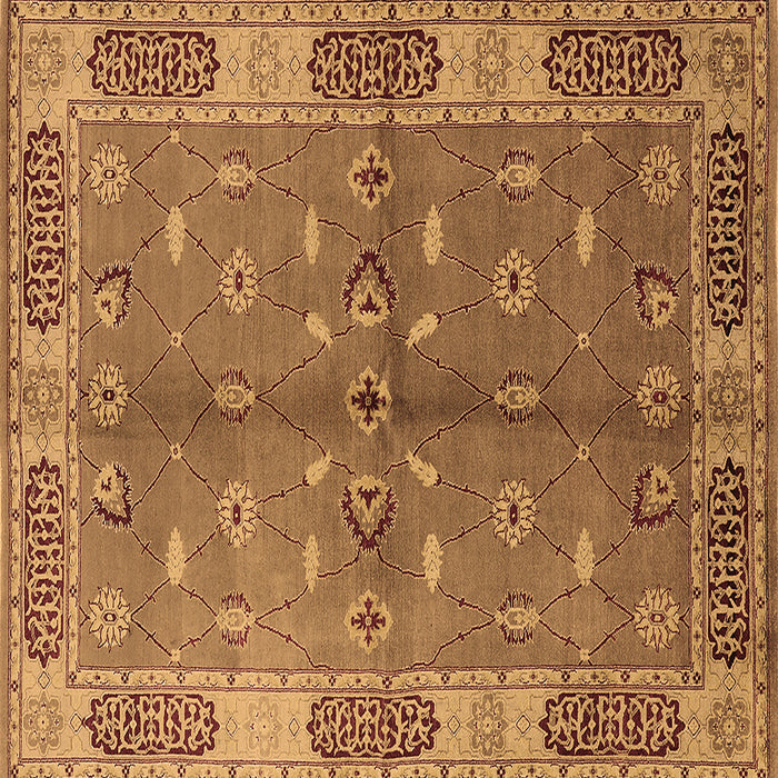 Square Oriental Brown Traditional Rug, urb695brn