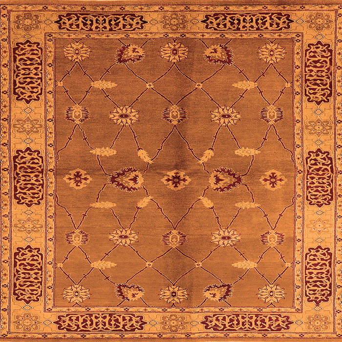 Square Machine Washable Oriental Orange Traditional Area Rugs, wshurb695org