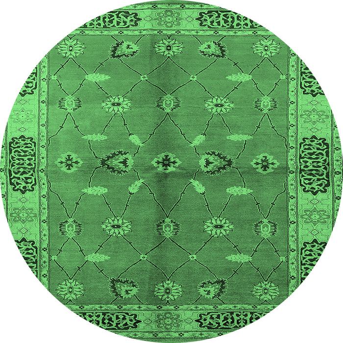 Round Oriental Emerald Green Traditional Rug, urb695emgrn